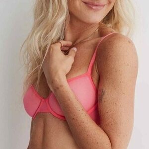 NWT Aerie SMOOTHEZ Mesh Unlined Underwire Two-toned Pink Bra